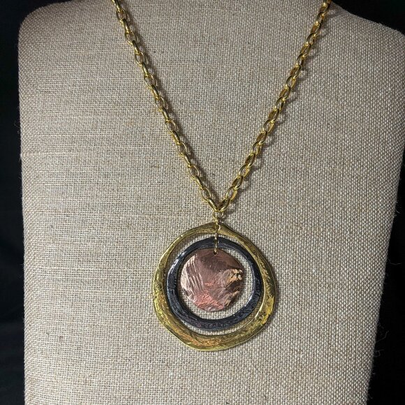 Joan Rivers Collection.  Gold, Black and Copper Circle Necklace  Free Shipping - Picture 1 of 2